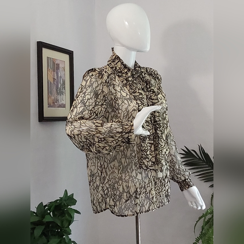 Vintage / Custom-Made Sheer Blouse / No Label / S… - image 5